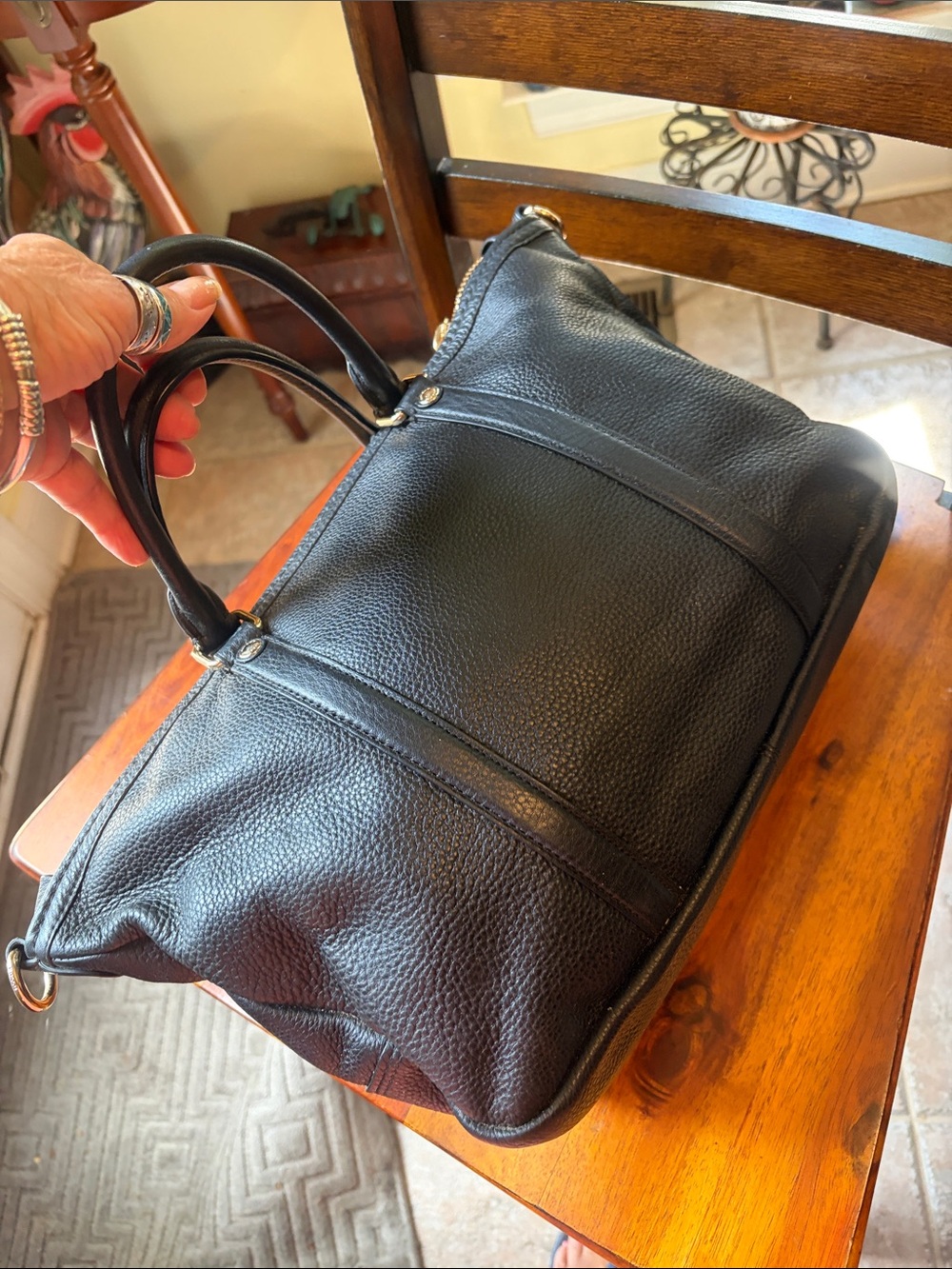 COACH pebbled Leather Central satchel Bag - Black - Picture 3 of 8